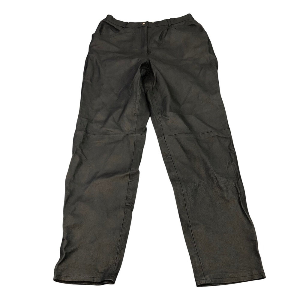 Forenza Leather Pants Womens 12 Black Vintage High Waisted Tapered Leg Biker 90s